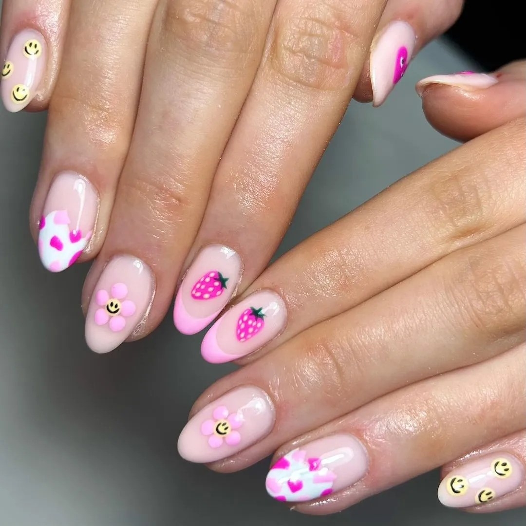 11. cute pink christmas nails design