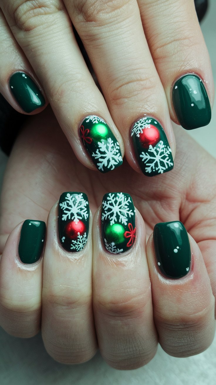 21. Unique Dark green nail designs