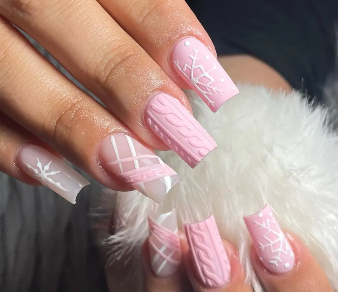 22. Extra Long Pink nails design Idea