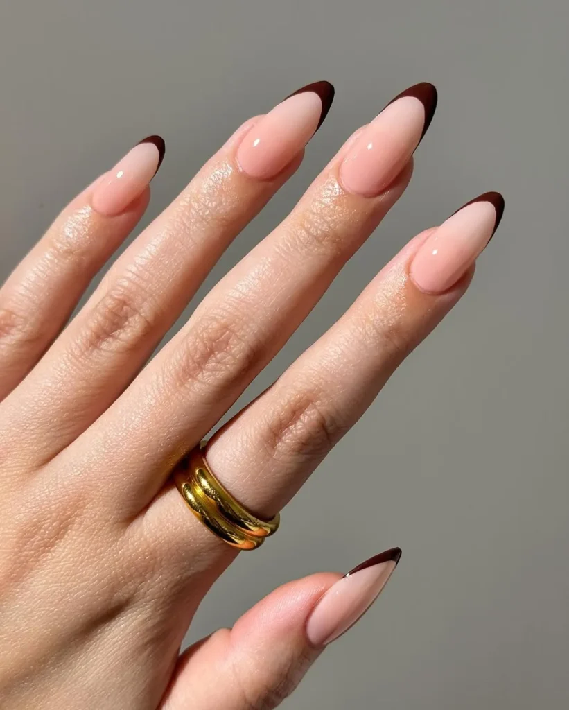 26. Brown French Tip Nails