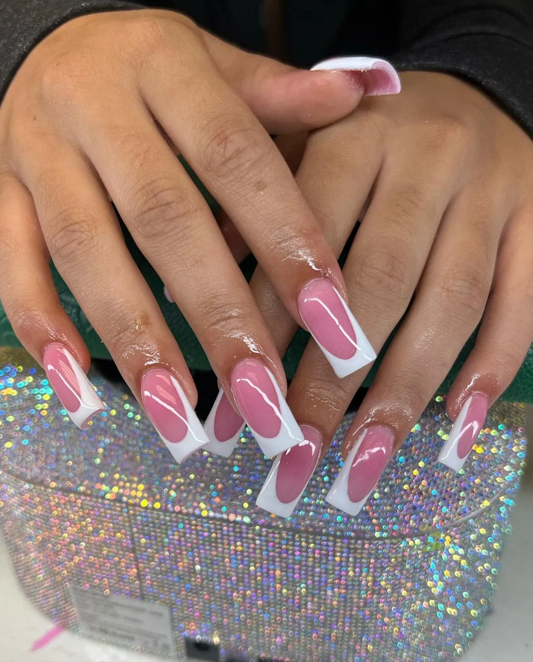 8. pink winter acrylic nails design