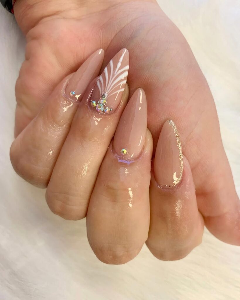 1. Simple Rhinestone Nail Designs