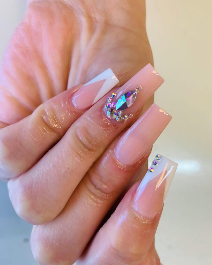 4. Acrylic Nails with Rhinestone